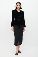 Dolce & Gabbana Black Velour Belted Jacket