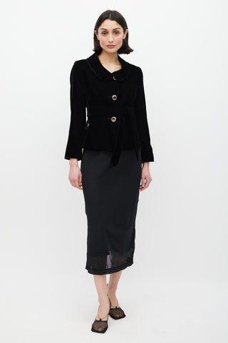 Dolce & Gabbana Black Velour Belted Jacket