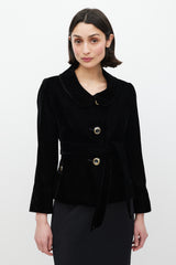 Dolce & Gabbana Black Velour Belted Jacket