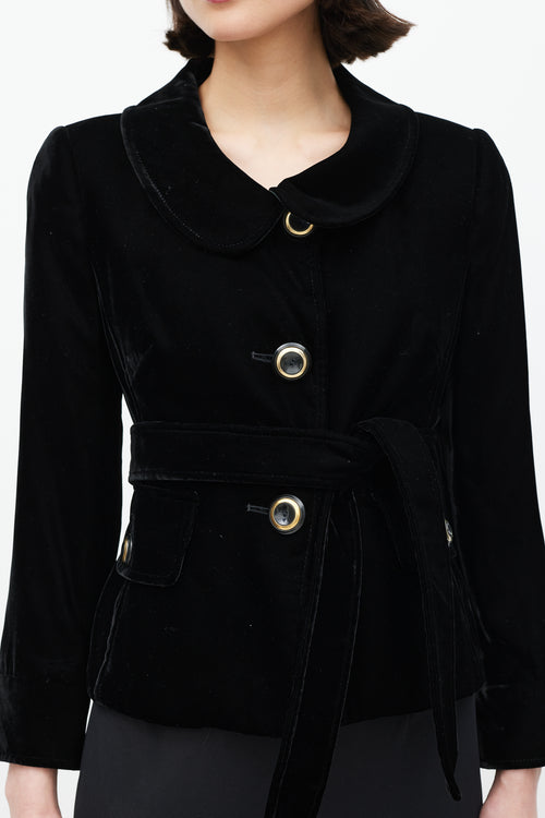 Dolce & Gabbana Black Velour Belted Jacket