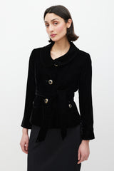 Dolce & Gabbana Black Velour Belted Jacket