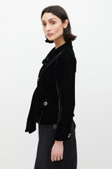 Dolce & Gabbana Black Velour Belted Jacket