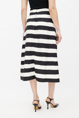 Dolce & Gabbana Black & White Floral Jacquard Striped Skirt