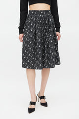 Dolce & Gabbana Black & White Instrument & Polka Dot Printed Skirt