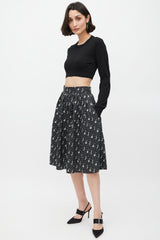 Dolce & Gabbana Black & White Instrument & Polka Dot Printed Skirt