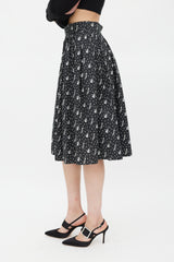 Dolce & Gabbana Black & White Instrument & Polka Dot Printed Skirt