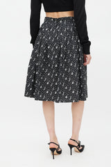 Dolce & Gabbana Black & White Instrument & Polka Dot Printed Skirt