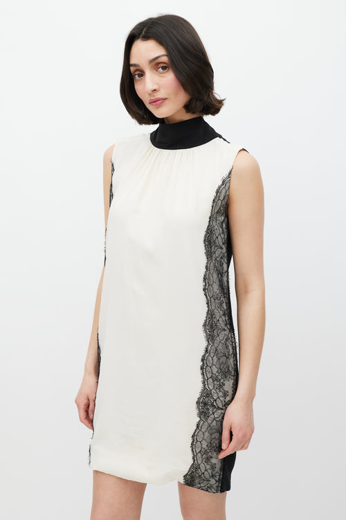 Dolce & Gabbana Black & White Lace Crepe Dress