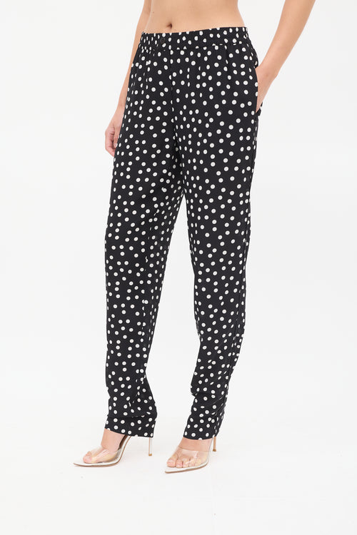 Dolce & Gabbana Black & White Silk Polka Dots Pant