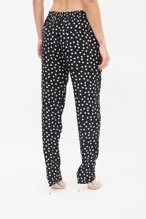 Dolce & Gabbana Black & White Silk Polka Dots Pant