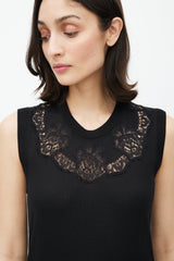 Dolce & Gabbana Black & White Silk Floral Lace Vest