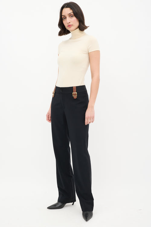 Dolce & Gabbana Black Wool Belt Detail Trouser