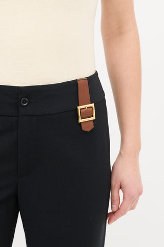 Dolce & Gabbana Black Wool Belt Detail Trouser