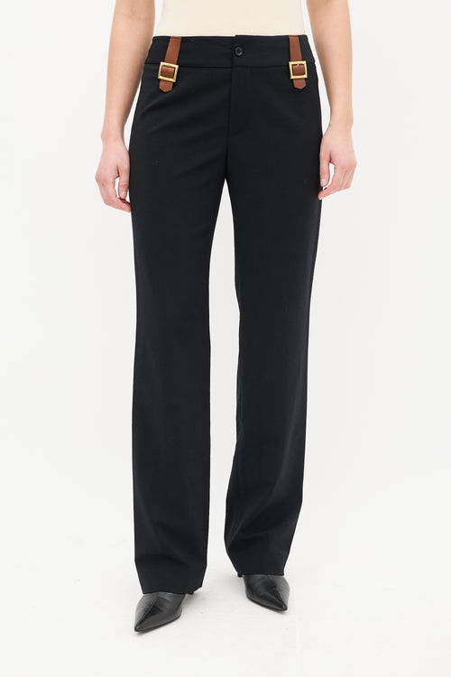 Dolce & Gabbana Black Wool Belt Detail Trouser