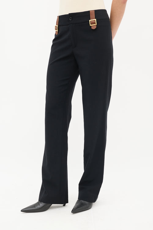 Dolce & Gabbana Black Wool Belt Detail Trouser