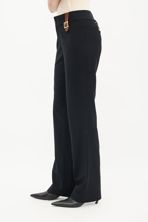 Dolce & Gabbana Black Wool Belt Detail Trouser