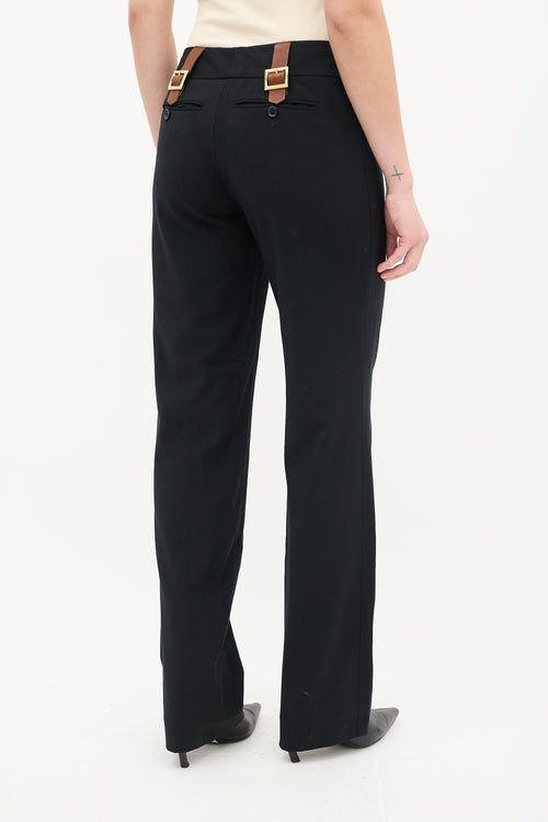 Dolce & Gabbana Black Wool Belt Detail Trouser