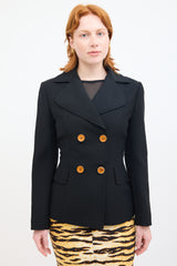 Dolce & Gabbana Black Wool Double Breasted Blazer