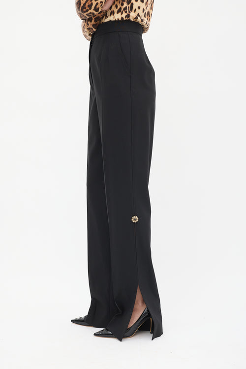 Dolce & Gabbana Black Wool Embellished Split Trouser