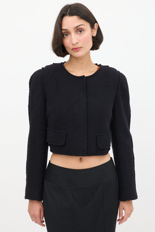 Dolce & Gabbana Black Wool Exposed Seam Cropped Jacket