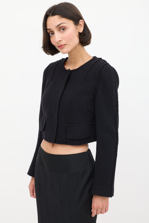 Dolce & Gabbana Black Wool Exposed Seam Cropped Jacket