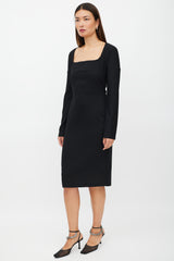 Dolce & Gabbana Black Wool Long Sleeve Dress