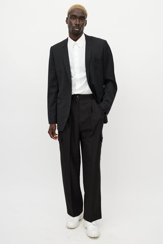 Dolce & Gabbana Black Wool Topstitch Blazer