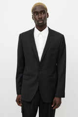 Dolce & Gabbana Black Wool Topstitch Blazer