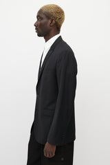 Dolce & Gabbana Black Wool Topstitch Blazer