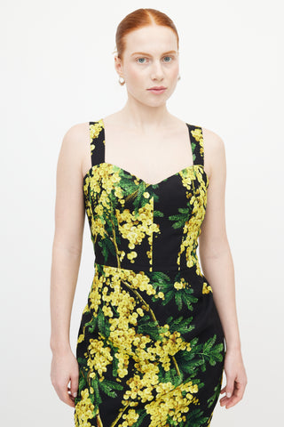 Dolce & Gabbana Black & Yellow Floral Dress