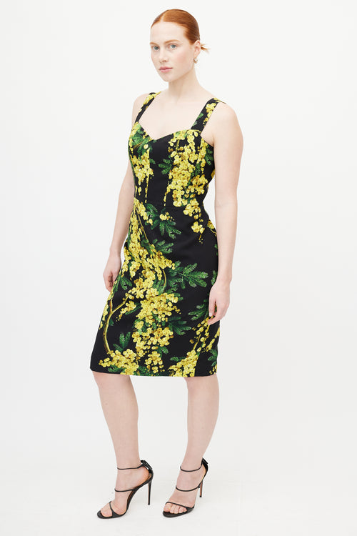 Dolce & Gabbana Black & Yellow Floral Dress