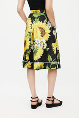 Dolce & Gabbana Black & Yellow Silk Floral Culotte