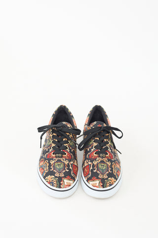 Dolce & Gabbana Black & Multicolour Canvas Printed Low Top Sneaker