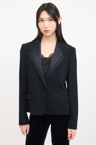 Dolce & Gabbana Black Silk & Lace Lapel Blazer