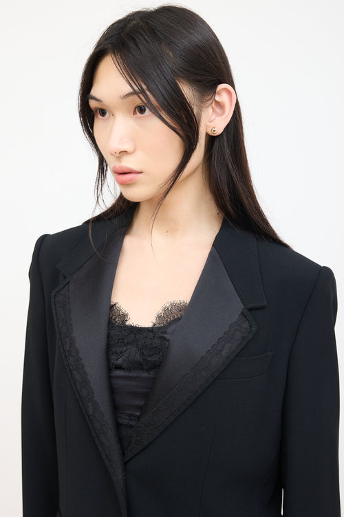 Dolce & Gabbana Black Silk & Lace Lapel Blazer