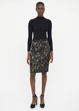 Dolce & Gabbana Black & Gold Floral Skirt