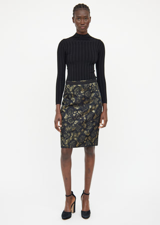 Dolce & Gabbana Black & Gold Floral Skirt