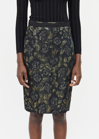 Dolce & Gabbana Black & Gold Floral Skirt
