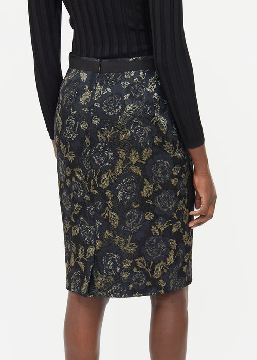 Dolce & Gabbana Black & Gold Floral Skirt