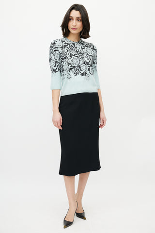 Dolce & Gabbana Blue & Black Lace Print Sweater