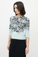 Dolce & Gabbana Blue & Black Lace Print Sweater