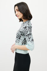 Dolce & Gabbana Blue & Black Lace Print Sweater