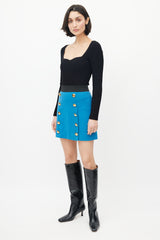 Dolce & Gabbana Blue & Gold Wool Skirt