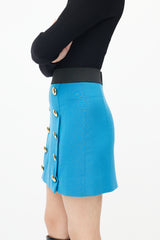 Dolce & Gabbana Blue & Gold Wool Skirt