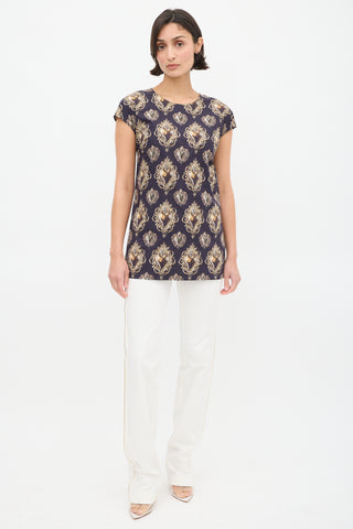 Dolce & Gabbana Black & Gold Heart Crest Sleeveless Blouse