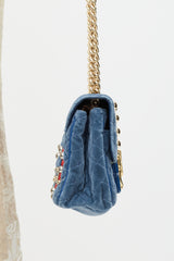 Dolce & Gabbana Blue & Multicolour Velvet Lucia Logo Bag