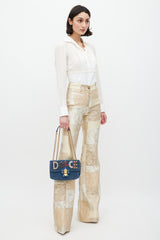 Dolce & Gabbana Blue & Multicolour Velvet Lucia Logo Bag