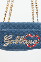 Dolce & Gabbana Blue & Multicolour Velvet Lucia Logo Bag