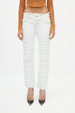 Dolce & Gabbana Blue Tiered Distressed Slim Jeans