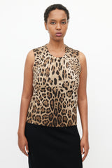 Dolce & Gabbana Brown & Black Print Knit Tank